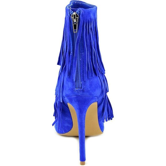 EUC Steve Madden Flappper Size 9.5 Cobalt Blue Suede Ankle Boots w/ Fringe - Picture 14 of 15
